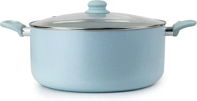 ويلسون قدر طهي أوك مع غطاء وطلاء رخامي، مقبض ناعم، مناسب للغاز والكهرباء والحث والسيراميك - 32 سم - أزرق